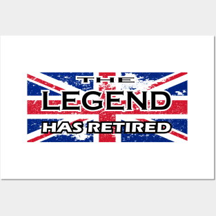 THE LEGEND HAS RETIRED, flag of the United Kingdom t-shirt sweater hoodie samsung iphone case coffee mug tablet case tee birthday gifts Posters and Art